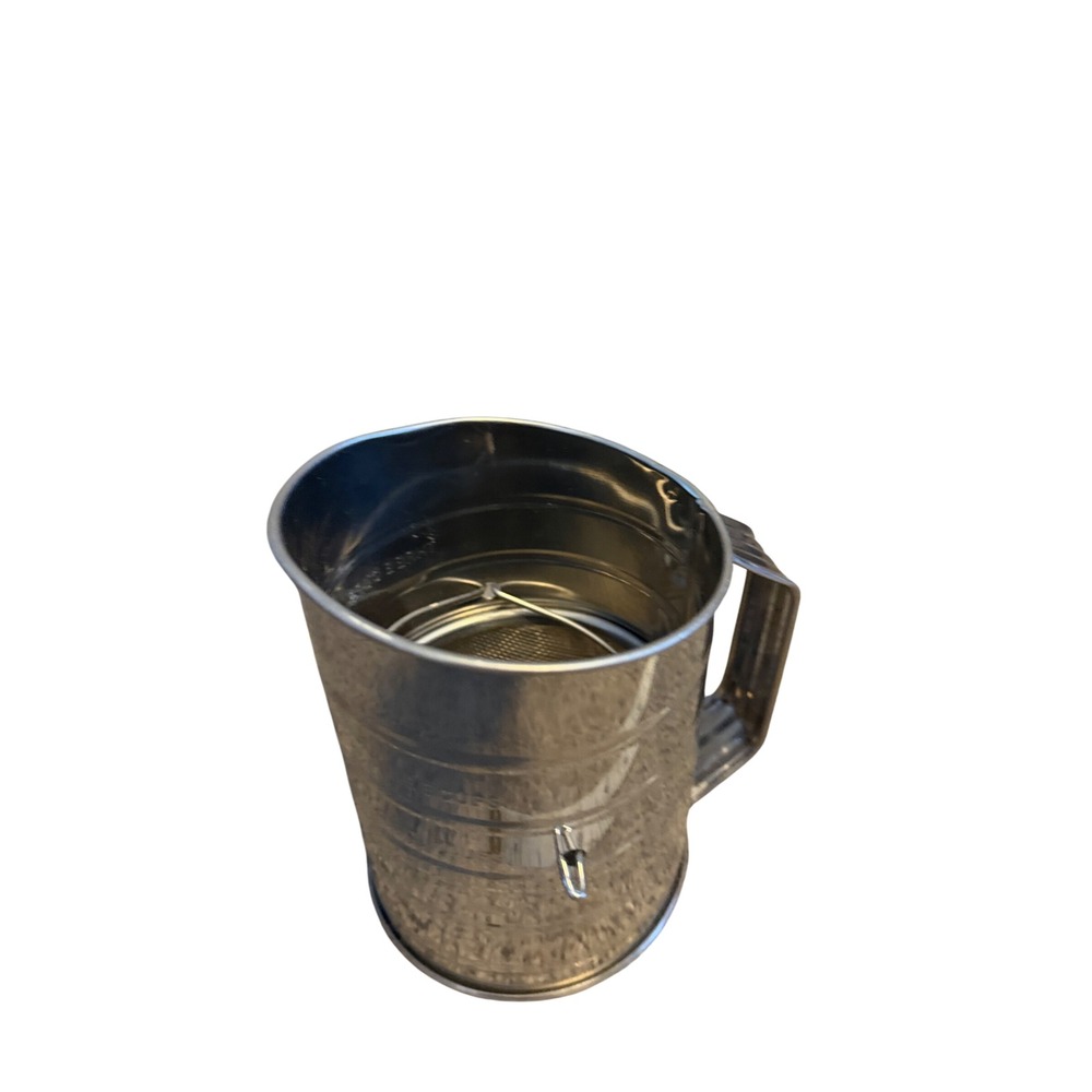 Vintage Stainless Steel Flour Sifter 3 Cup Hand Crank Wooden Knob Kitchen Tool - Picture 4 of 7